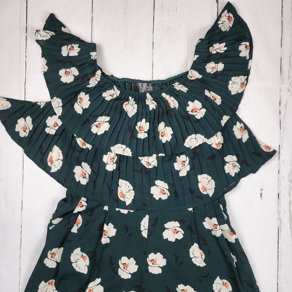 J.O.A. from Anthropologie -- Green Floral Jumpsuit - Wide Leg Flowy with Pockets - Picture 11 of 13